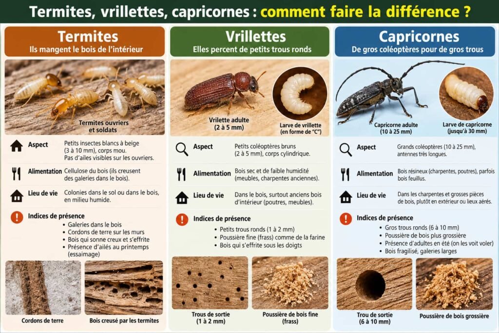 Termites vrilletes capricornes